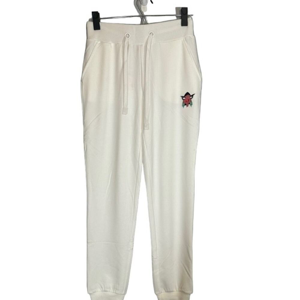 Badgley Mischka Women’s White French Terry Logo Jogger Pants Size XS